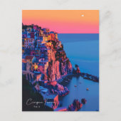 Night in Cinque Terre Italyヴィンテージ旅行 ポストカード (正面)