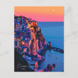 Night in Cinque Terre Italyヴィンテージ旅行 ポストカード