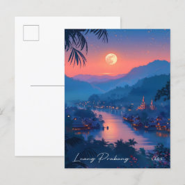Night in Luang Prabang Laosヴィンテージトラベル ポストカード
