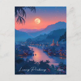 Night in Luang Prabang Laosヴィンテージトラベル ポストカード