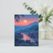 Night in Luang Prabang Laosヴィンテージトラベル ポストカード (スタンド正面)