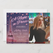 Night in Paris -誕生日と写真 招待状 (正面)