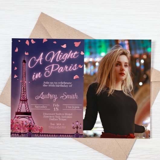 Night in Paris -誕生日と写真 招待状