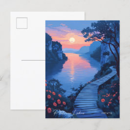 Night in Plitvice Lakes Croatia Vintage Travel ポストカード
