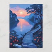 Night in Plitvice Lakes Croatia Vintage Travel ポストカード (正面)