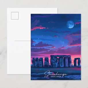 Night in Stonehenge England Vintage Travel ポストカード