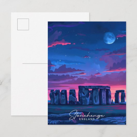 Night in Stonehenge England Vintage Travel ポストカード (正面/裏面)