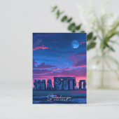 Night in Stonehenge England Vintage Travel ポストカード (スタンド正面)