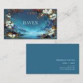 Night Landscape White Rose and Gold Mountain Frame 名刺 (正面/裏面)