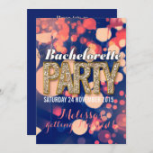 Night Lightsカッコいいバチェロレッテ招待状 招待状 (正面/裏面)