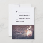 Night Lights 素朴 Fireflies Mason Jar RSVPカード (正面)