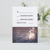 Night Lights 素朴 Fireflies Mason Jar RSVPカード (スタンド正面)