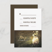 Night Lights 素朴 Fireflies Mason Jar RSVPカード (正面/裏面)