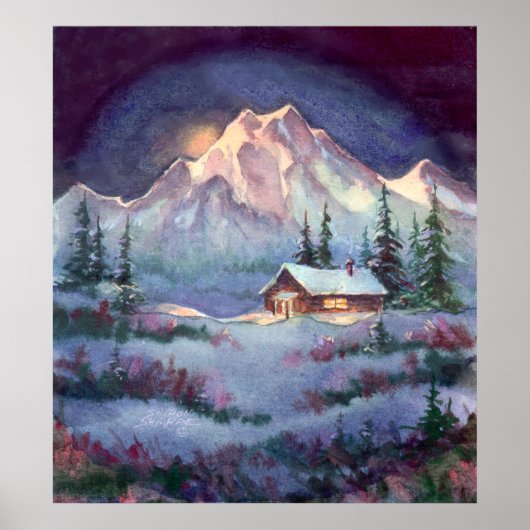 NIGHT LOG CABIN by SHARON SHARPE ポスター (正面)