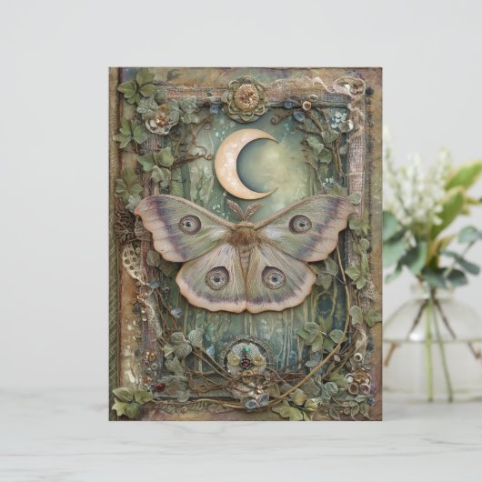 Night Moon Moth Junk Journal Scrapbook Paper (スタンド正面)