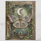 Night Moon Moth Junk Journal Scrapbook Paper (正面)
