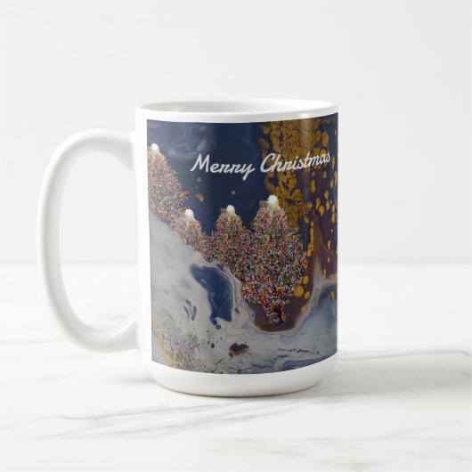 Night Mugで青と金ゴールドのクリスマスツリー コーヒーマグカップ (左)