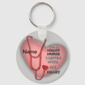 Night Nurse Red Heart custom name  keychain キーホルダー (正面)