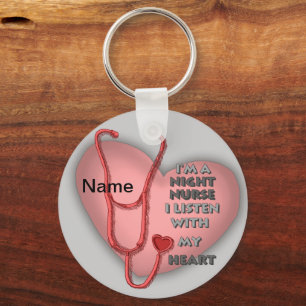 Night Nurse Red Heart custom name keychain キーホルダー