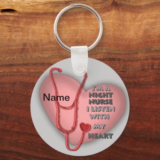 Night Nurse Red Heart custom name  keychain キーホルダー (正面)