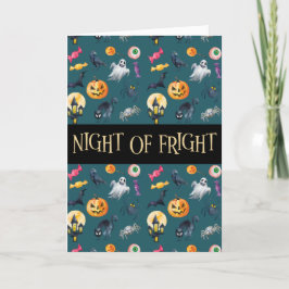 "Night of Fright"グリーンハロウィーンパターン カード