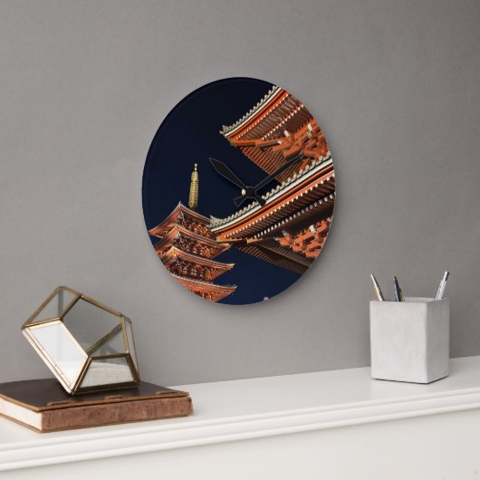 Night of Kaminarimon in Tokyo Japan ラージ壁時計 (オフィス)