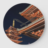 Night of Kaminarimon in Tokyo Japan ラージ壁時計 (正面)