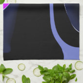 Night of the Comet:抽象芸術ブルー、パープル、ブラック キッチンタオル (折り畳み)