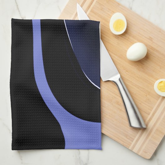 Night of the Comet:抽象芸術ブルー、パープル、ブラック キッチンタオル (四つ折り)