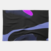 Night of the Comet:抽象芸術ブルー、パープル、ブラック キッチンタオル (横)