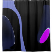 Night of the Comet:抽象芸術ブルー、パープル、ブラック シャワーカーテン (正面)