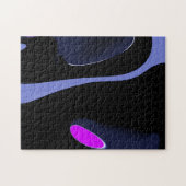 Night of the Comet:抽象芸術ブルー、パープル、ブラック ジグソーパズル (横)