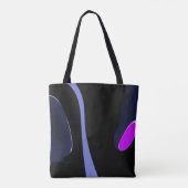 Night of the Comet:抽象芸術ブルー、パープル、ブラック トートバッグ (裏面)