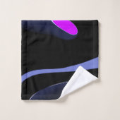 Night of the Comet:抽象芸術ブルー、パープル、ブラック バスタオルセット (ウォッシュタオル)