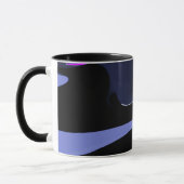 Night of the Comet:抽象芸術ブルー、パープル、ブラック マグカップ (左)