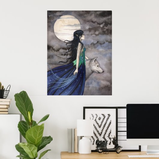 Night of the Wolfファンタジーアートポスター ポスター (ホームオフィス)