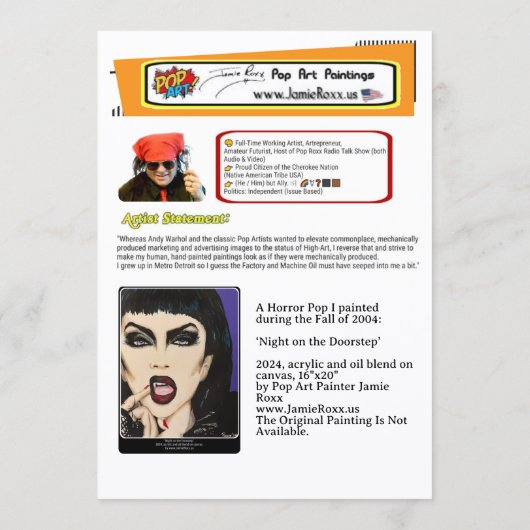 ‘Night on the Doorstep’ Painting Small-Scale Print 招待状 (裏面)