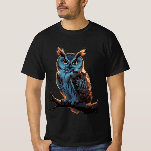 Night Owl: & おもしろい Disheveled Owl Graphic Tシャツ (正面)