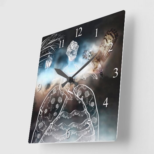 Night Owl スクエア壁時計 (傾斜)