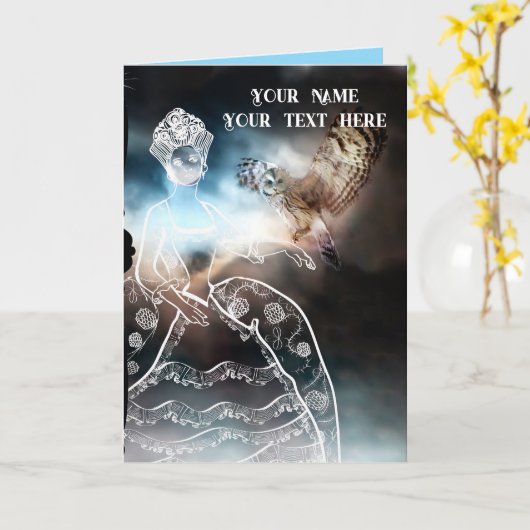 Night Owl and Lady カード (黄色い花)