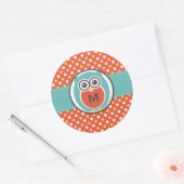 Night Owl Cartoon Monogramスタンプ ラウンドシール (封筒)