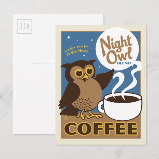 Night Owl Coffee ポストカード (正面/裏面)