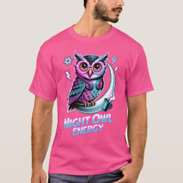 Night Owl Energy – Neon Uil Design Tシャツ
