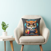 Night Owl Gamer Mascot Fun Gaming Illustration クッション (椅子)