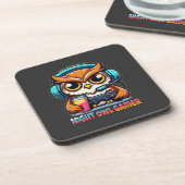 Night Owl Gamer Mascot Fun Gaming Illustration コースター (左側)