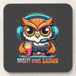 Night Owl Gamer Mascot Fun Gaming Illustration コースター<br><div class="desc">Elevate your gaming station with the "Night Owl Gamer" design, a premium illustration brought to you by AmazingEG. This artwork is tailor-made for the dedicated player who thrives in the quiet hours of the night. Featuring a highly detailed owl mascot, this design blends the wisdom and nocturnal nature of the...</div>