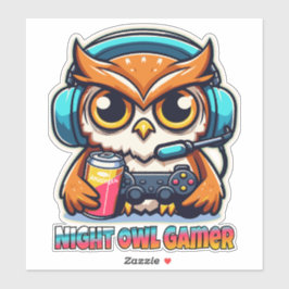 Night Owl Gamer Mascot Fun Gaming Illustration シール