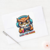 Night Owl Gamer Mascot Fun Gaming Illustration スクエアシール (封筒)