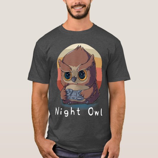 Night Owl Gaming Enthusiast Video Game Lover Gamin Tシャツ (正面)
