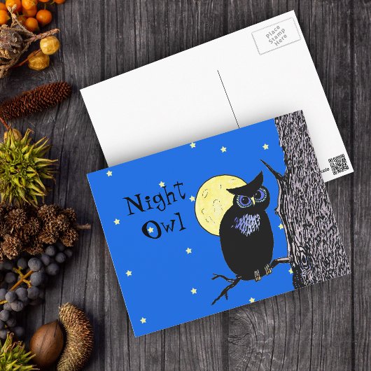 Night Owl in the Moon PostCard ポストカード